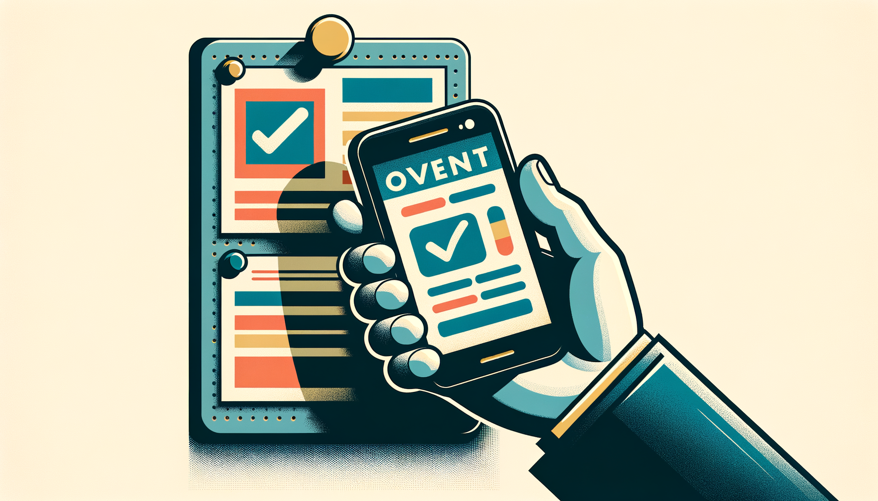 Hand holding phone pointed at event flyer